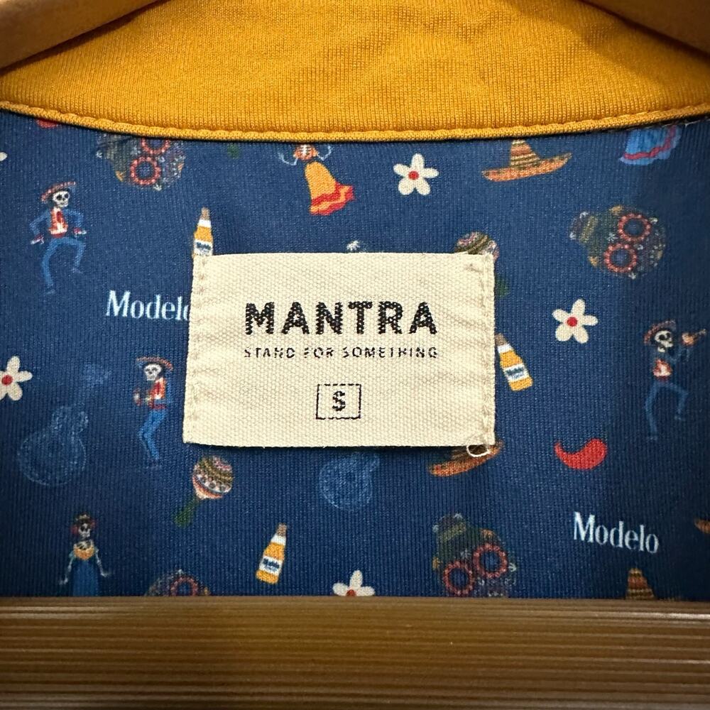 MANTRA Catalyst Polo Shirt Navy Blue Modelo Dia De Los Muertos Mexican - Picture 6 of 8